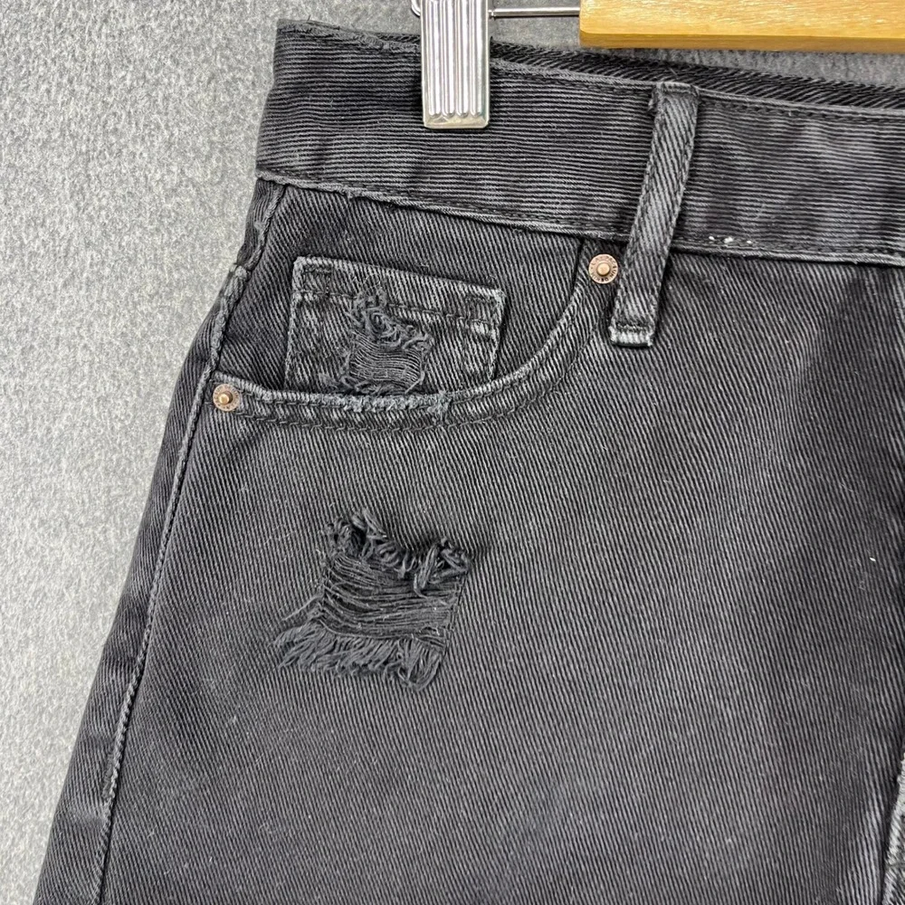 PacSun Denim Shorts Womens 25 Black High Rise Festival Distressed Frayed Hem